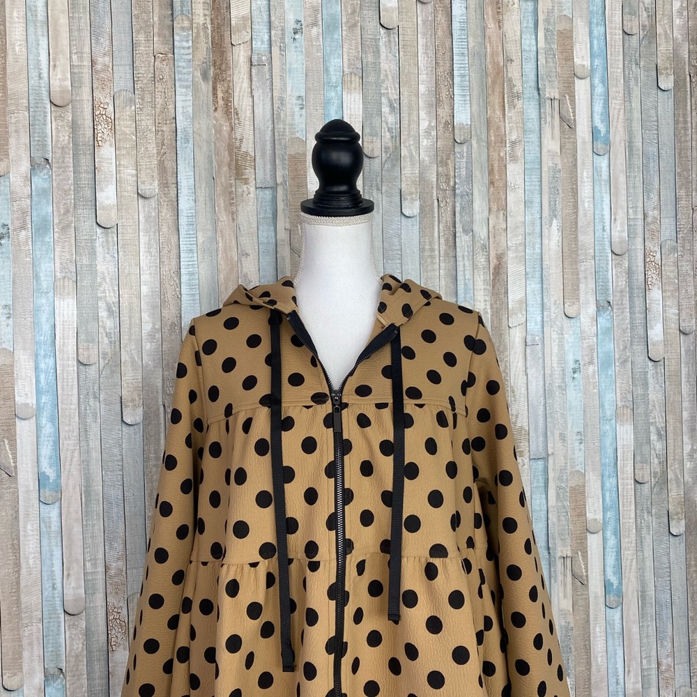 Eva Franco S Anthropologie Maybelle Polka Dot Tiered Coat Jacket Hooded Zip Up - Picture 5 of 13